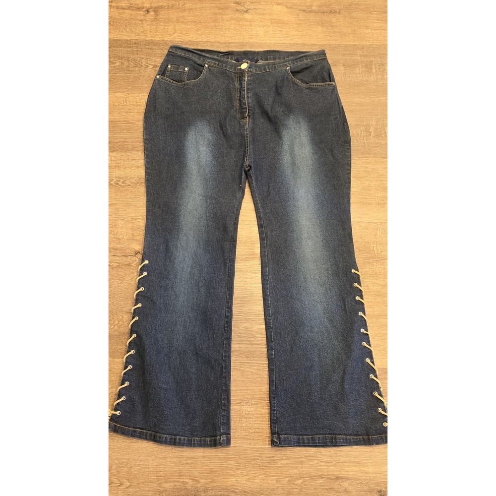 Vintage Side Lace Women's Blue Jeans Size 16 Boho Hippe 70s Stevie Nicks Style